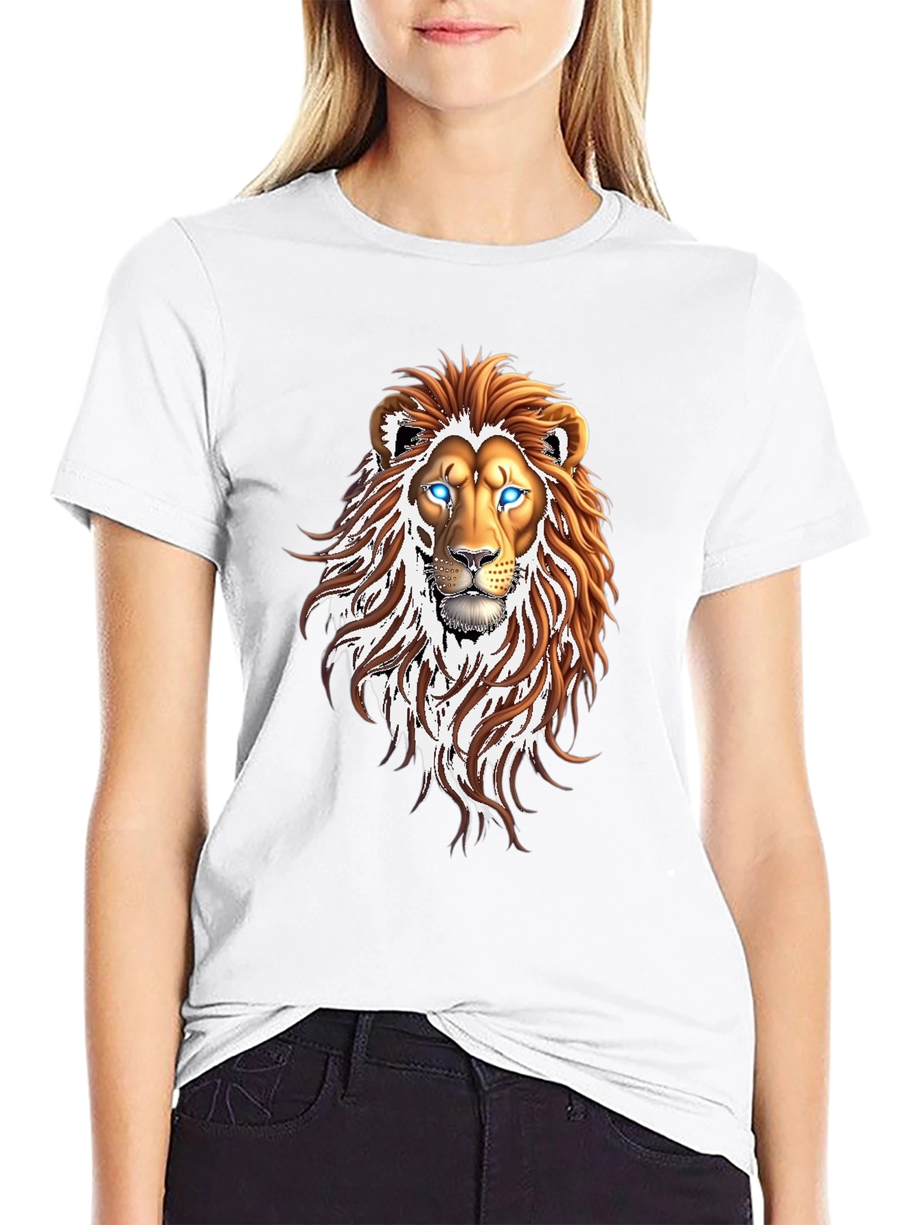 Lion Graphic Print Black T-Shirt