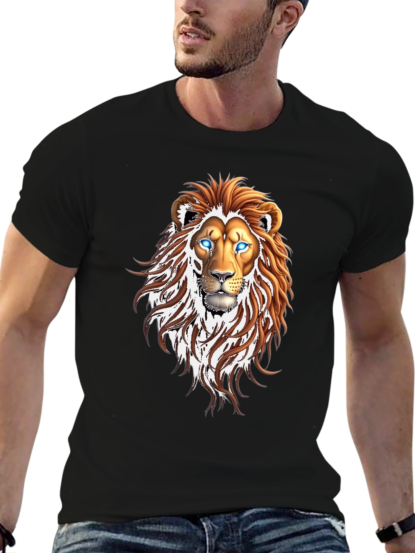 Lion Graphic Print Black T-Shirt