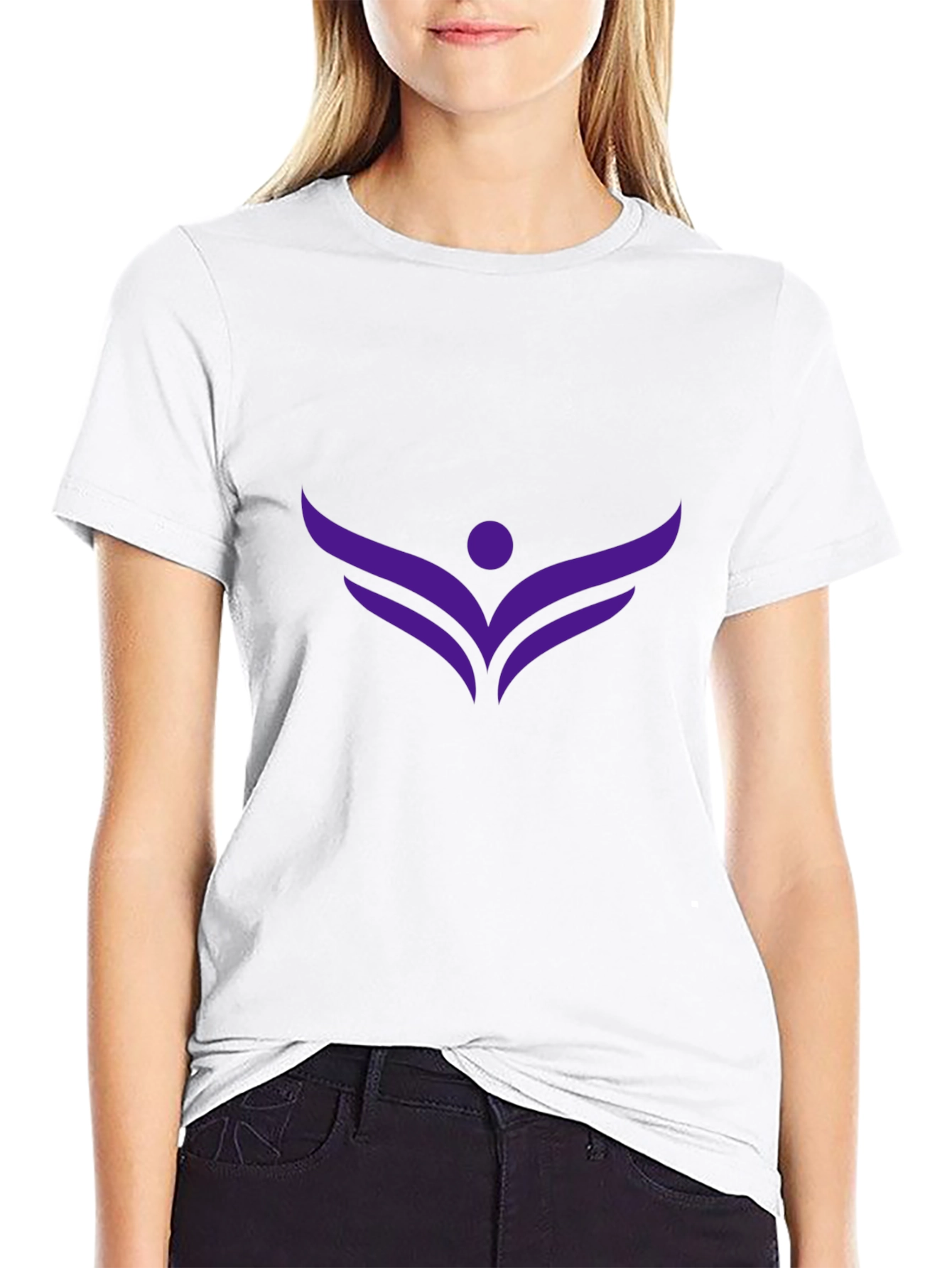 Stylish Black Tee with Purple Winged Logo