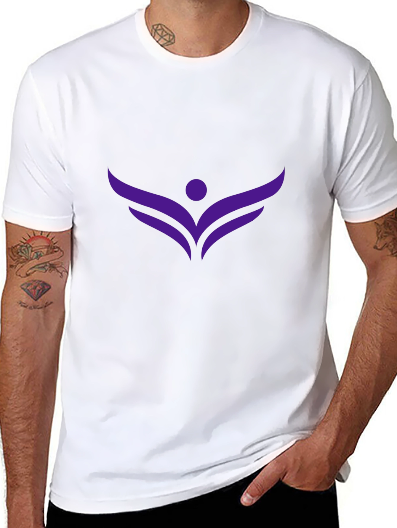 Stylish Black Tee with Purple Winged Logo