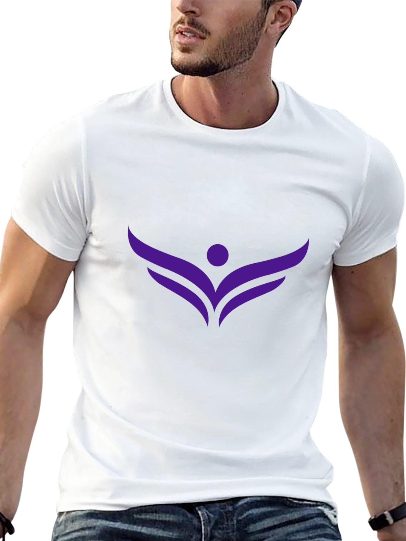 Stylish Black Tee with Purple Winged Logo