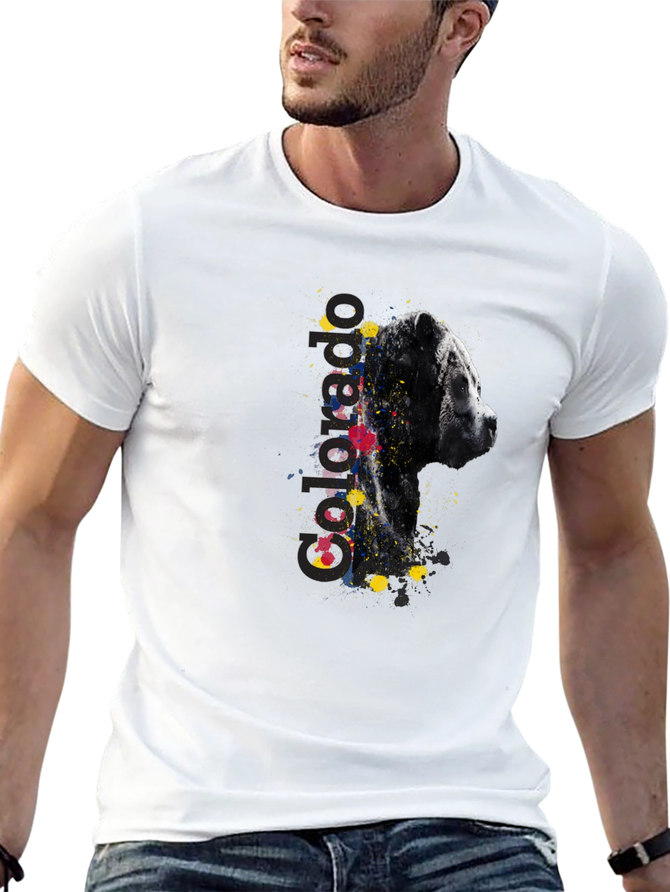 Abstract Dog Graphic Tee - Mens Black T-Shirt