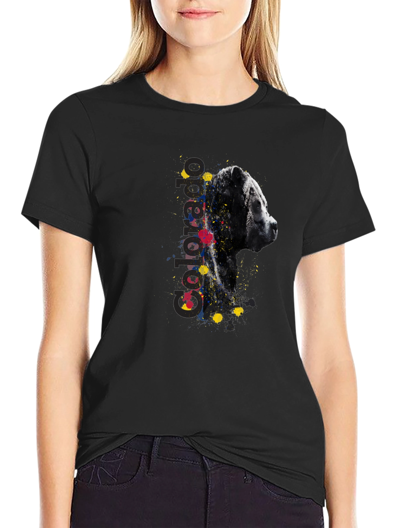 Abstract Dog Graphic Tee - Mens Black T-Shirt