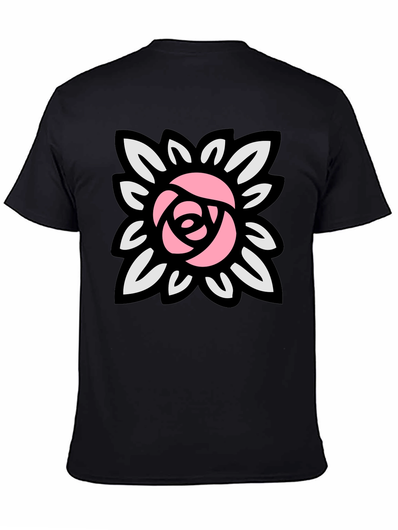 Floral Rose Graphic Black T-Shirt