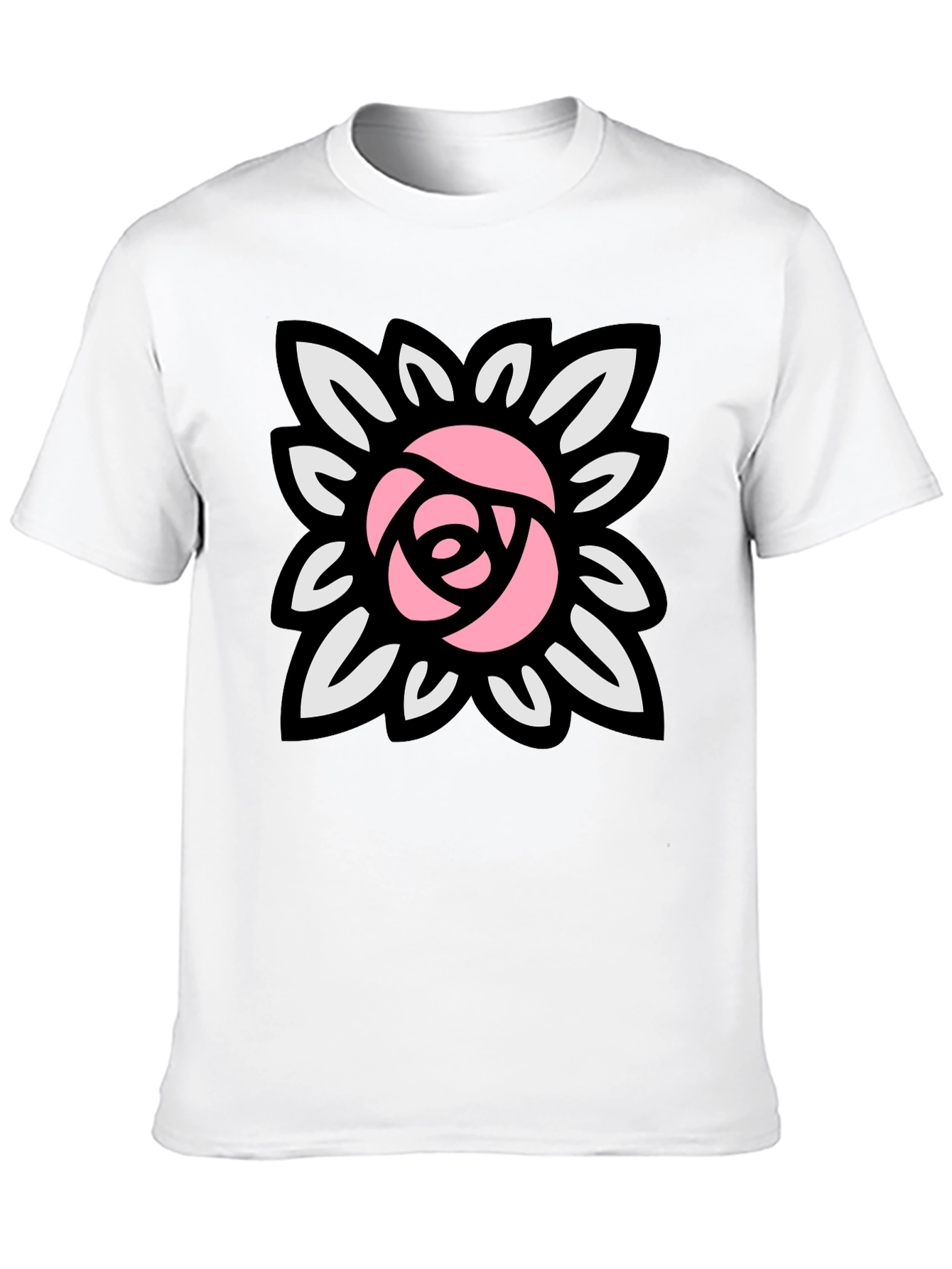 Floral Rose Graphic Black T-Shirt
