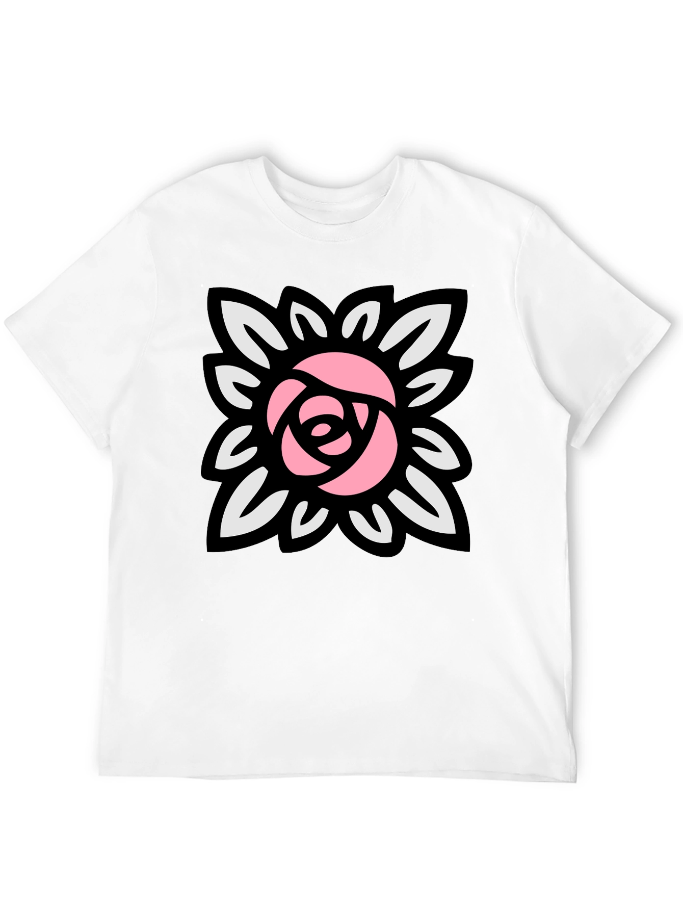 Floral Rose Graphic Black T-Shirt