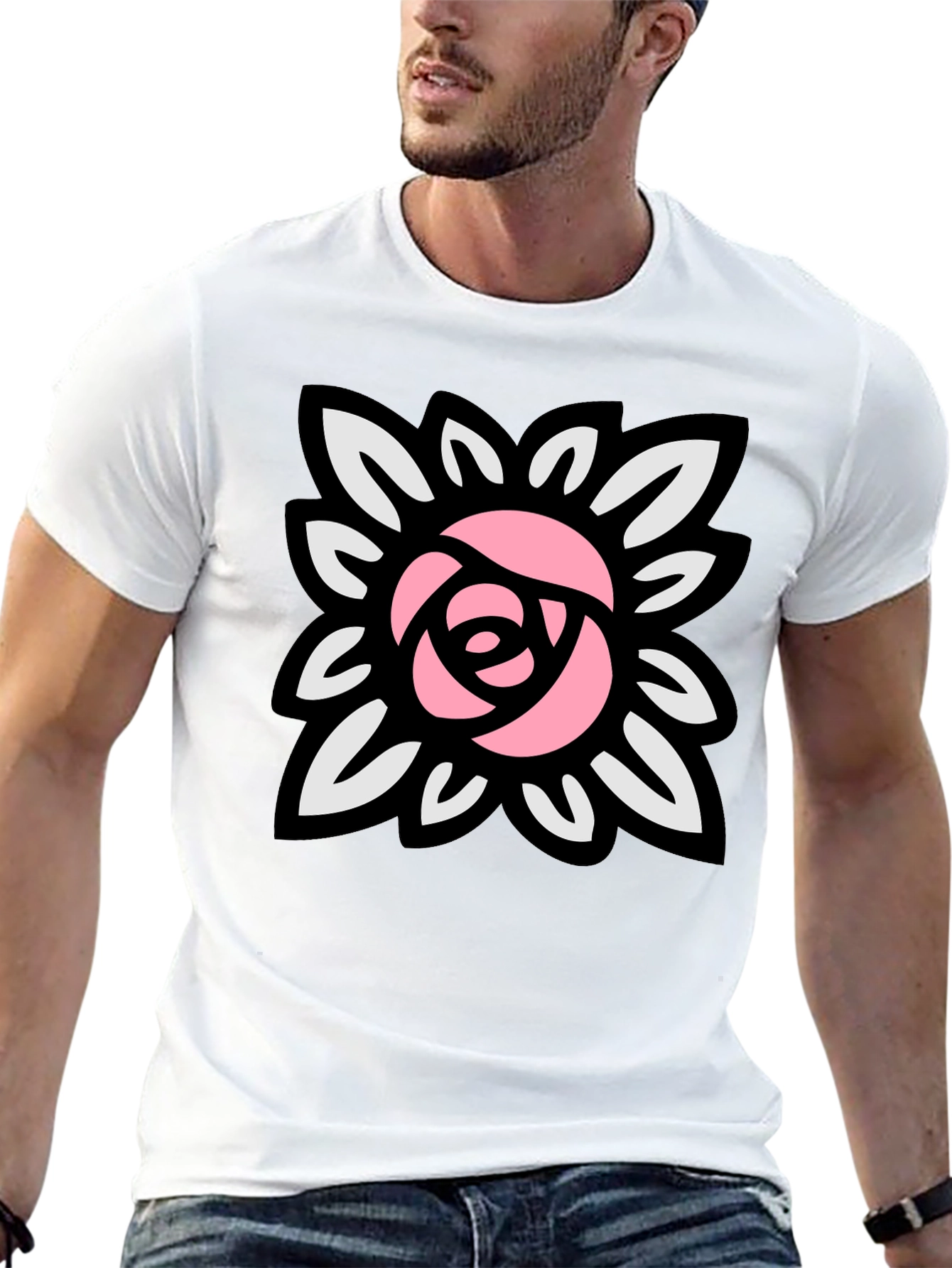 Floral Rose Graphic Black T-Shirt