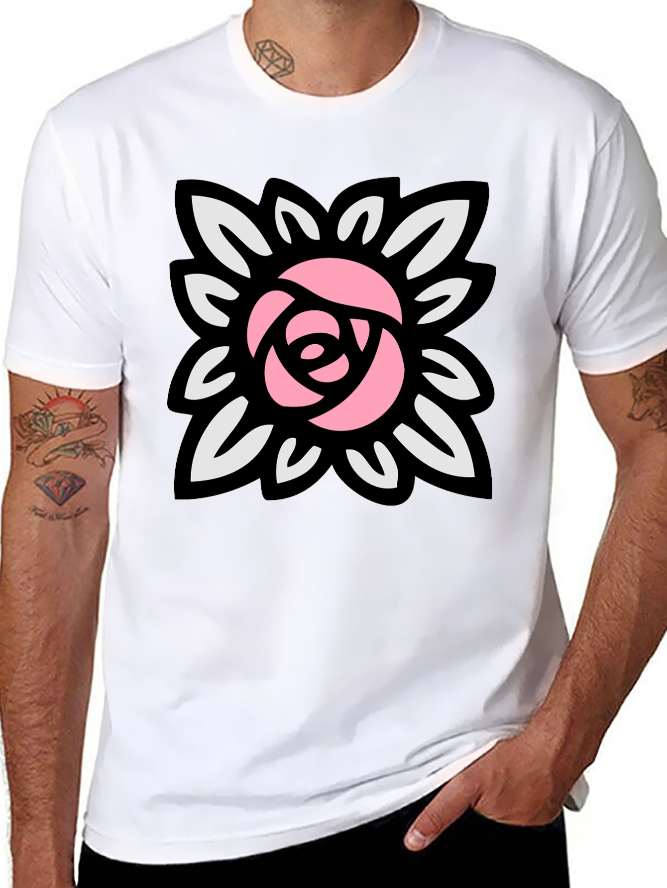 Floral Rose Graphic Black T-Shirt