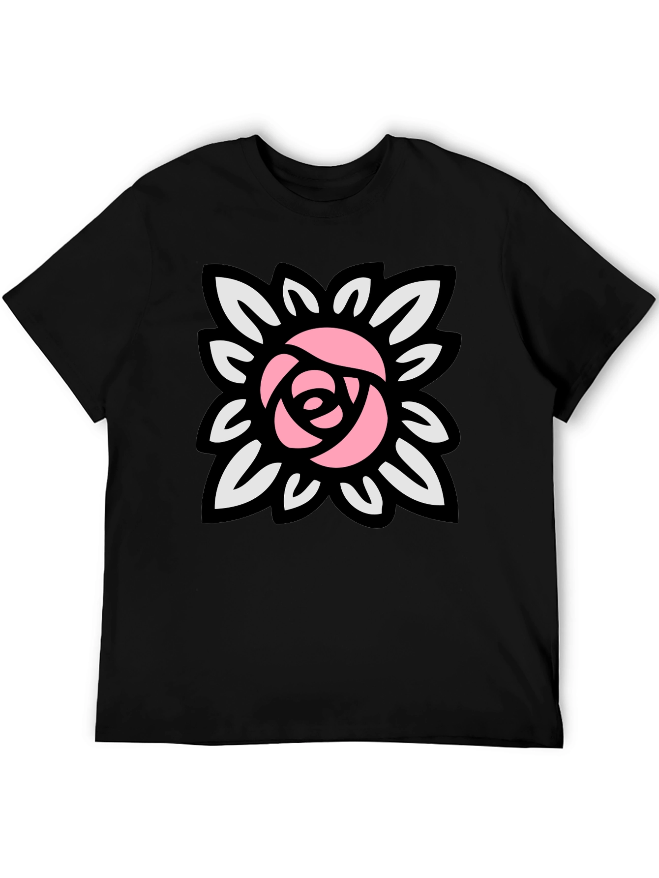 Floral Rose Graphic Black T-Shirt