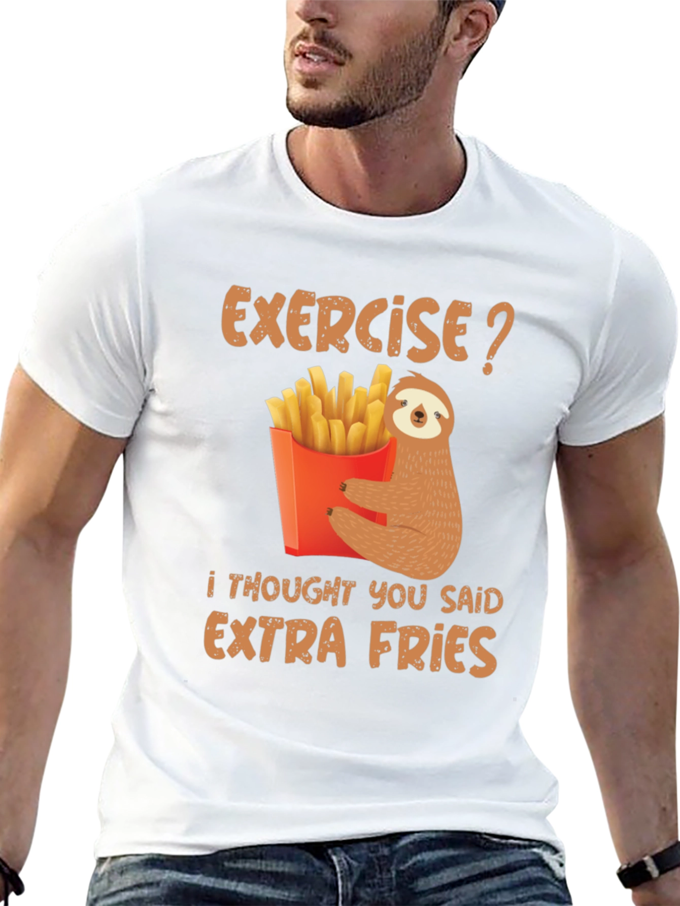 Exercise? Extra Fries Sloth Graphic Tee
