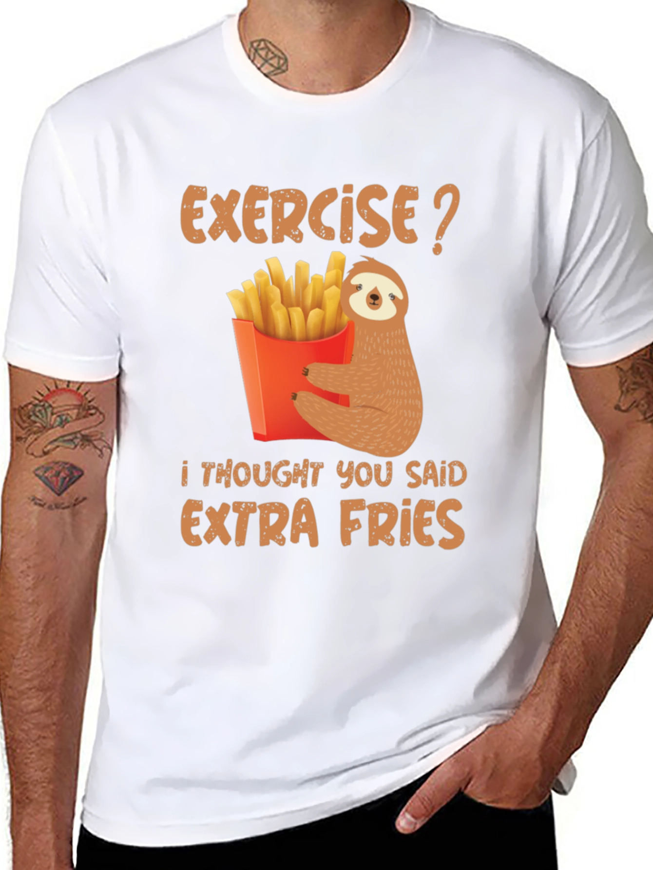 Exercise? Extra Fries Sloth Graphic Tee
