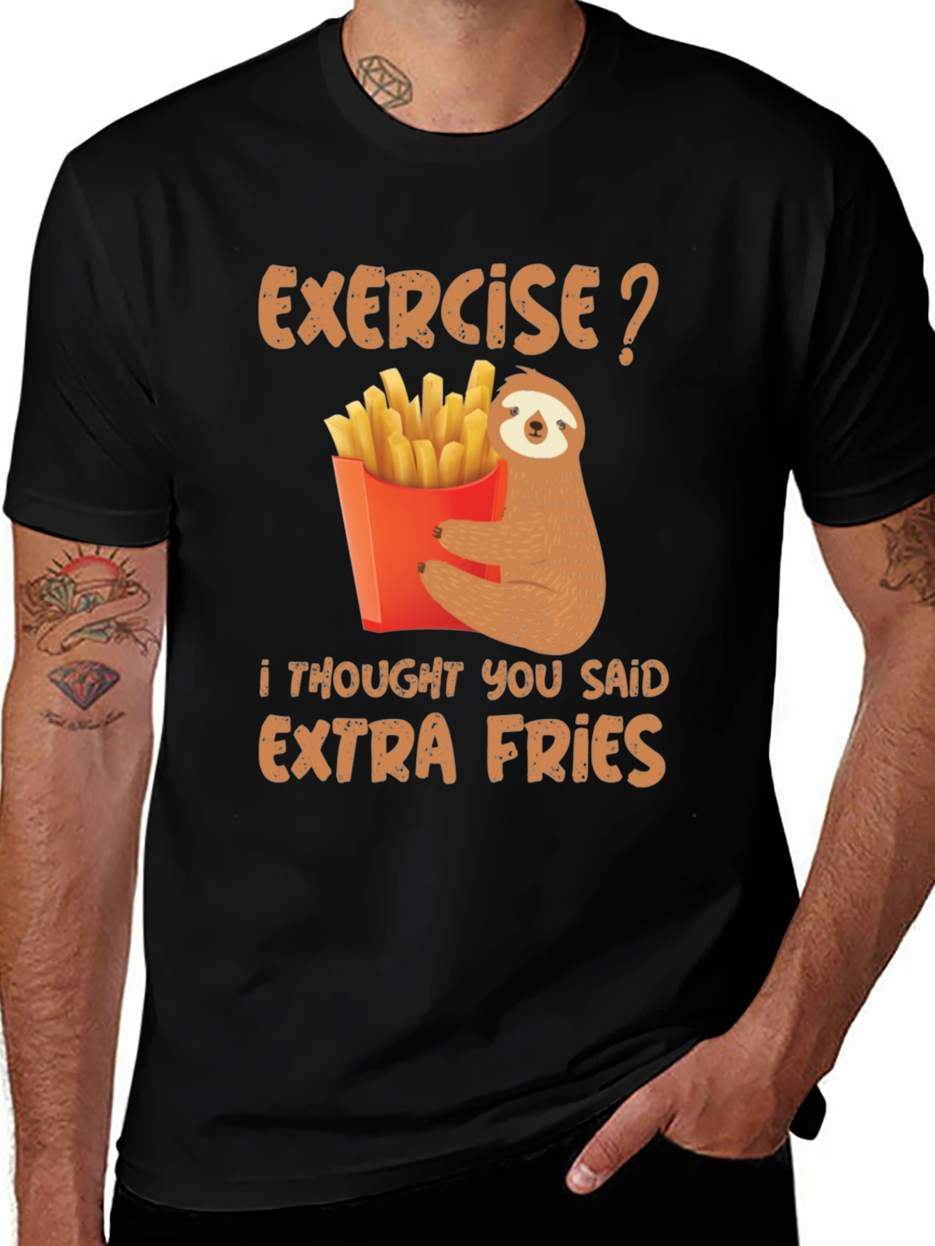 Exercise? Extra Fries Sloth Graphic Tee