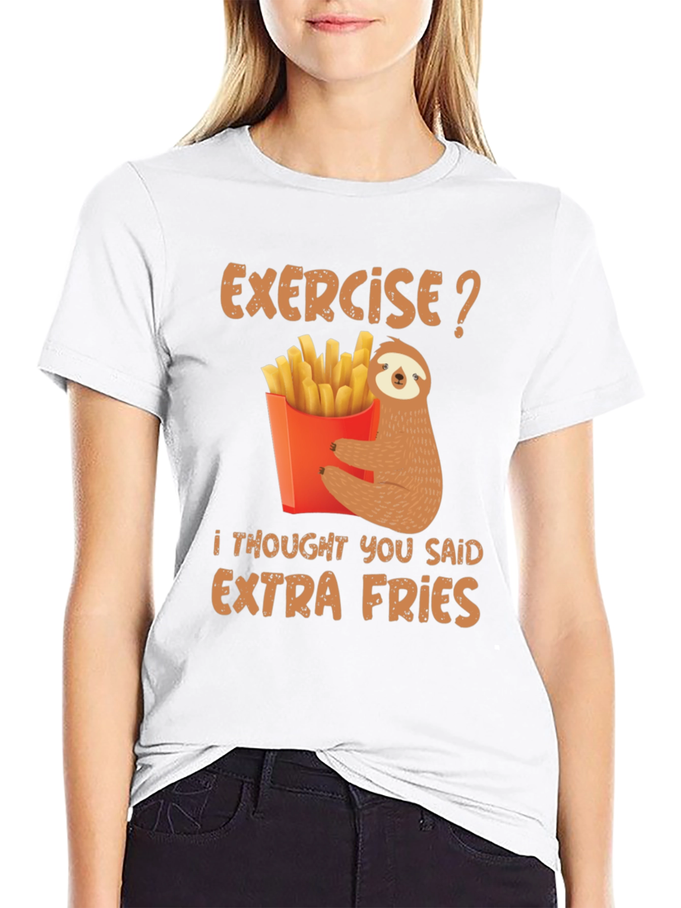 Exercise? Extra Fries Sloth Graphic Tee
