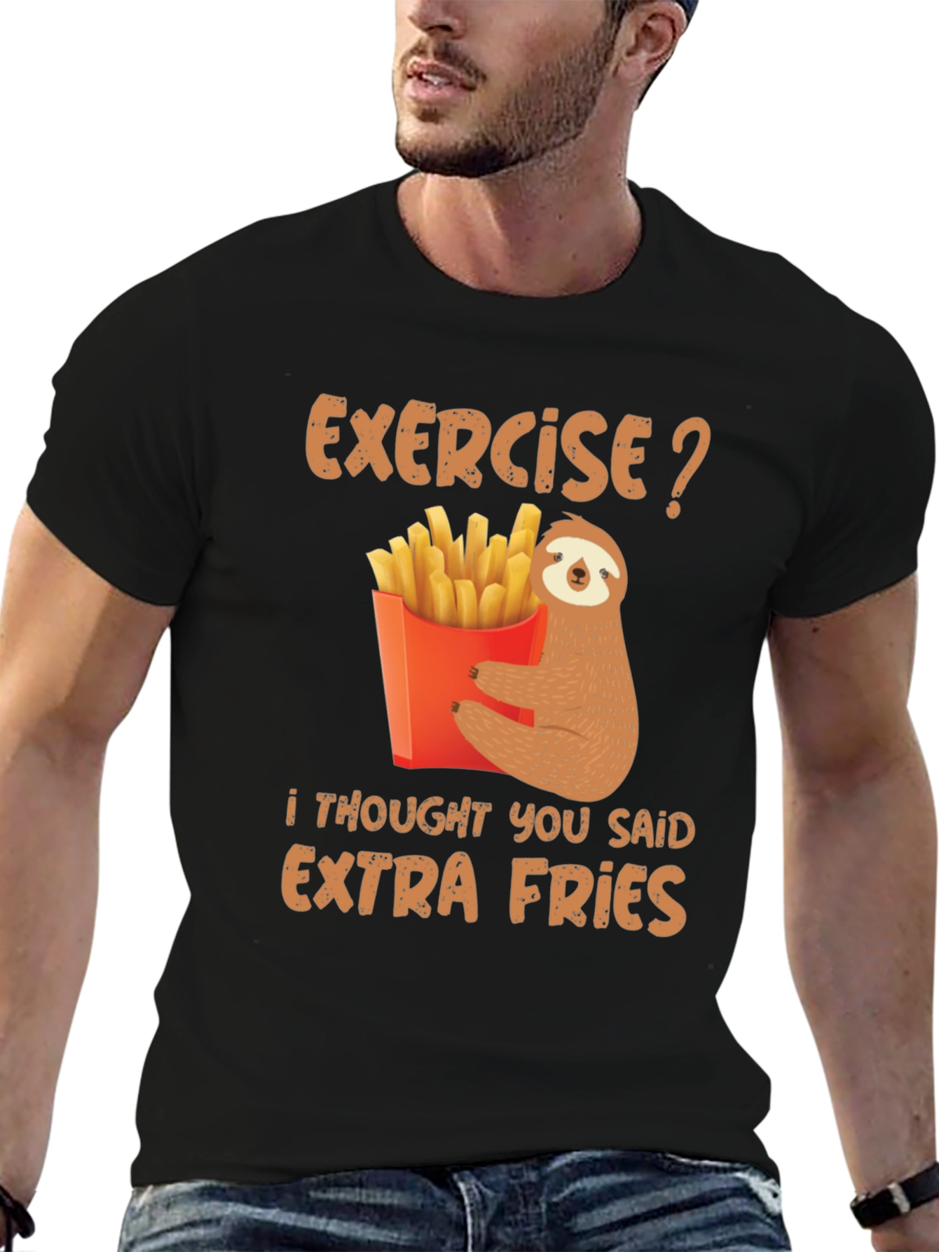 Exercise? Extra Fries Sloth Graphic Tee