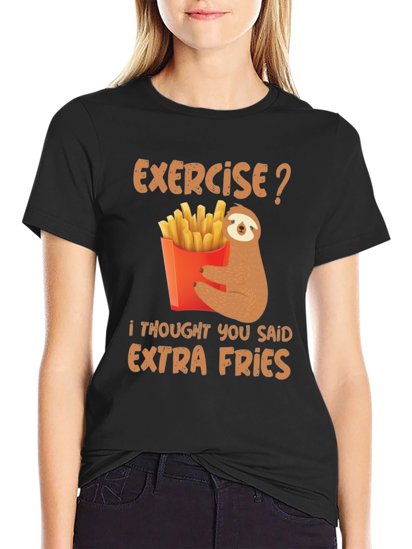 Exercise? Extra Fries Sloth Graphic Tee