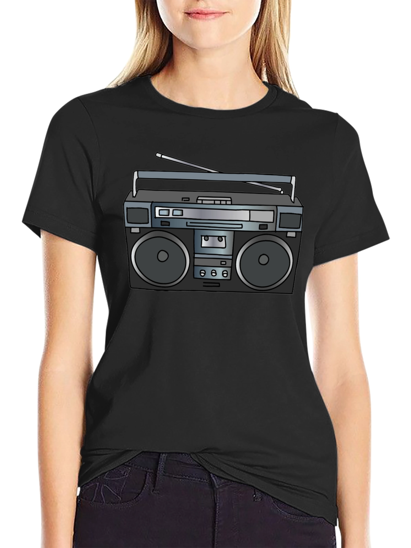 Retro Boombox Graphic Tee - Classic 80s Style