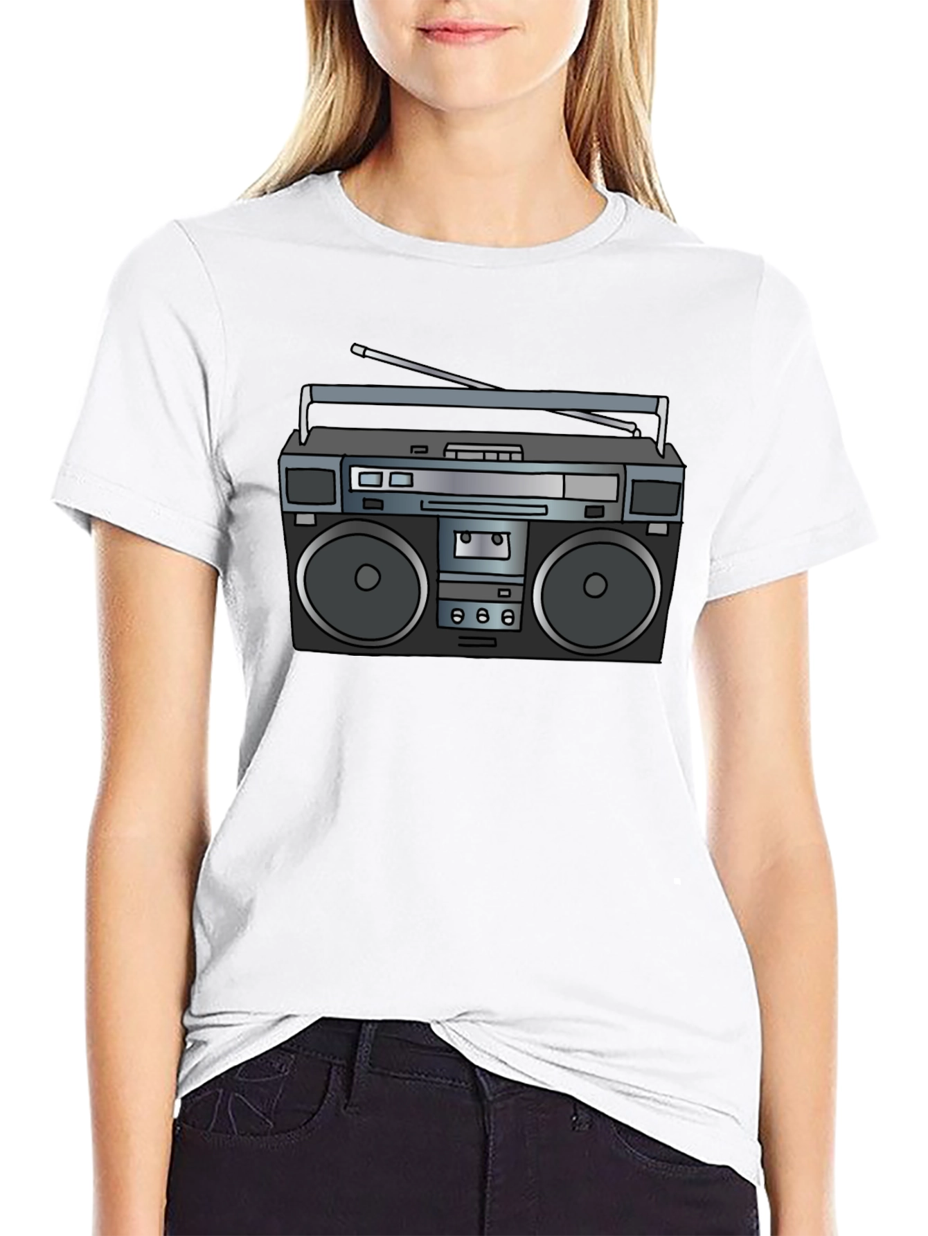 Retro Boombox Graphic Tee - Classic 80s Style