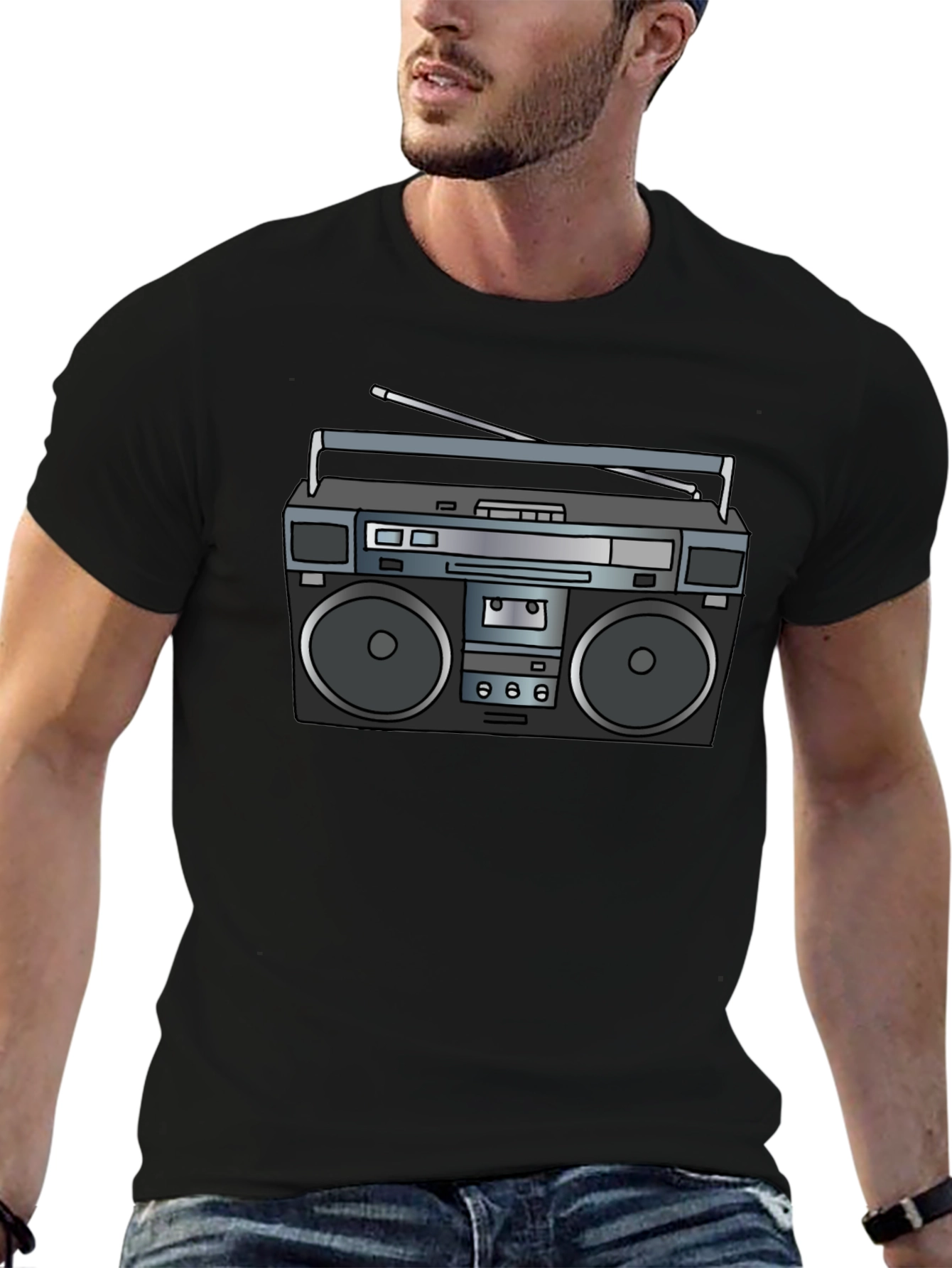 Retro Boombox Graphic Tee - Classic 80s Style