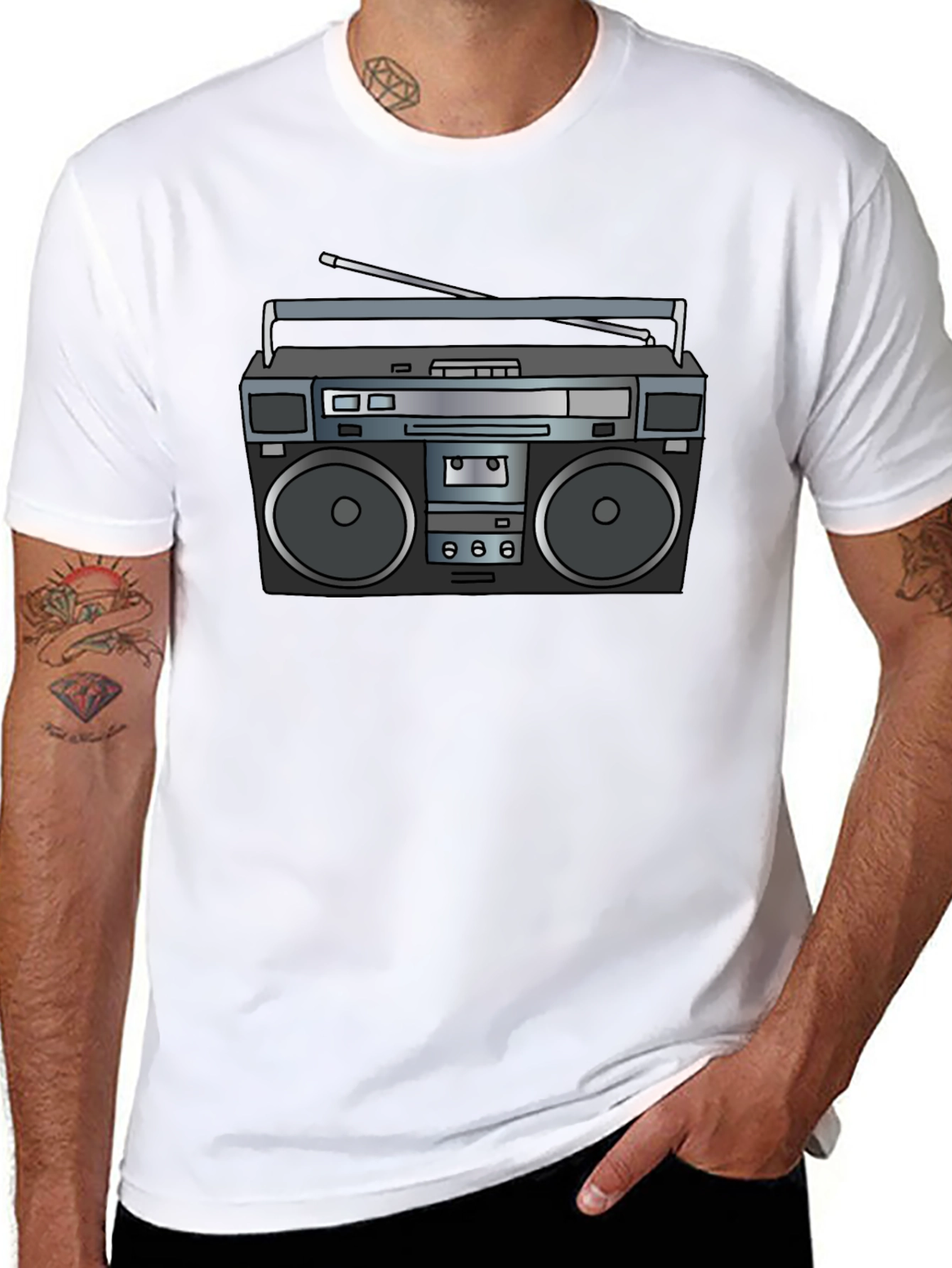 Retro Boombox Graphic Tee - Classic 80s Style