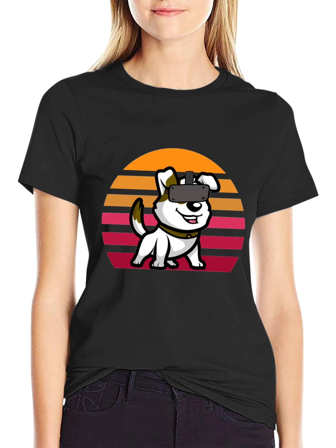 VR Dog Graphic Tee - Black Unisex T-Shirt