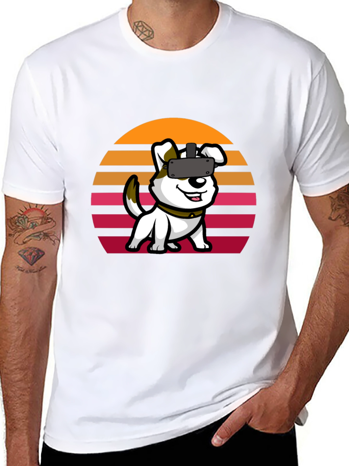 VR Dog Graphic Tee - Black Unisex T-Shirt