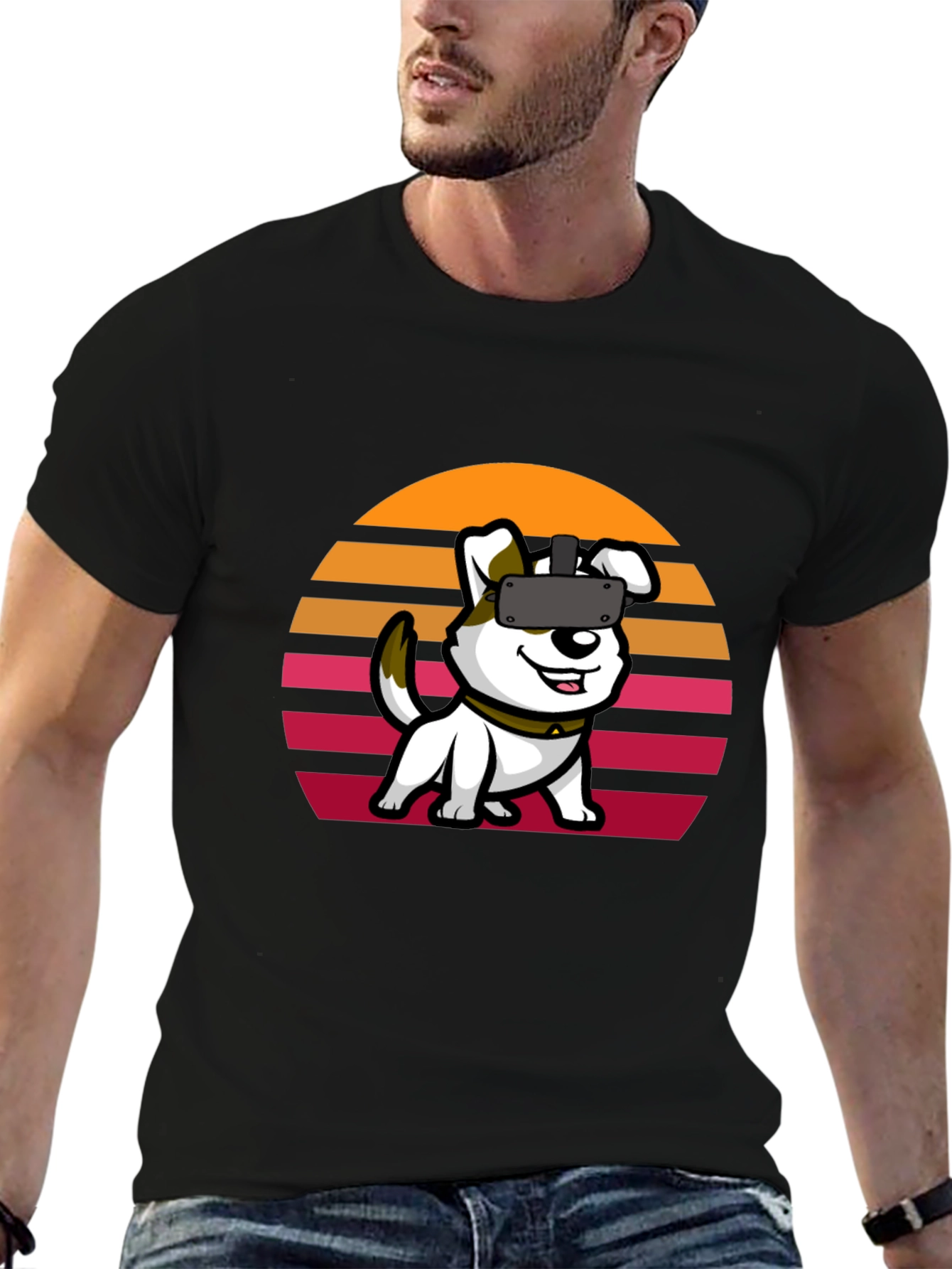 VR Dog Graphic Tee - Black Unisex T-Shirt