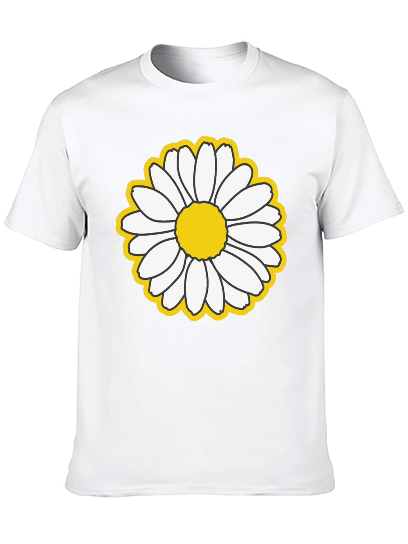 Daisy Flower Graphic Black T-Shirt