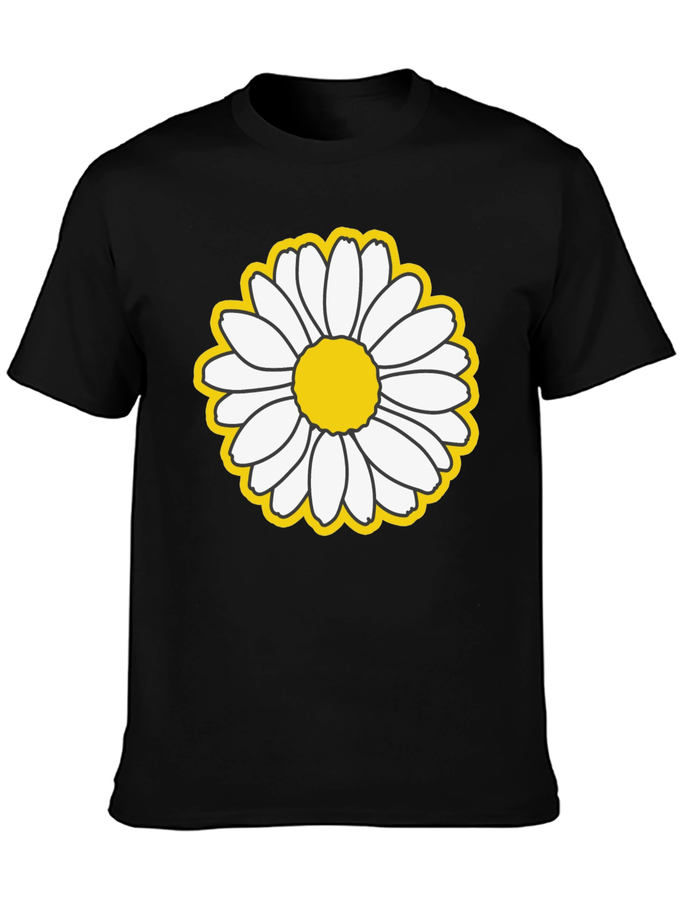 Daisy Flower Graphic Black T-Shirt
