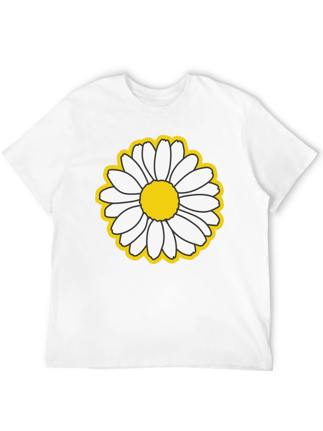 Daisy Flower Graphic Black T-Shirt