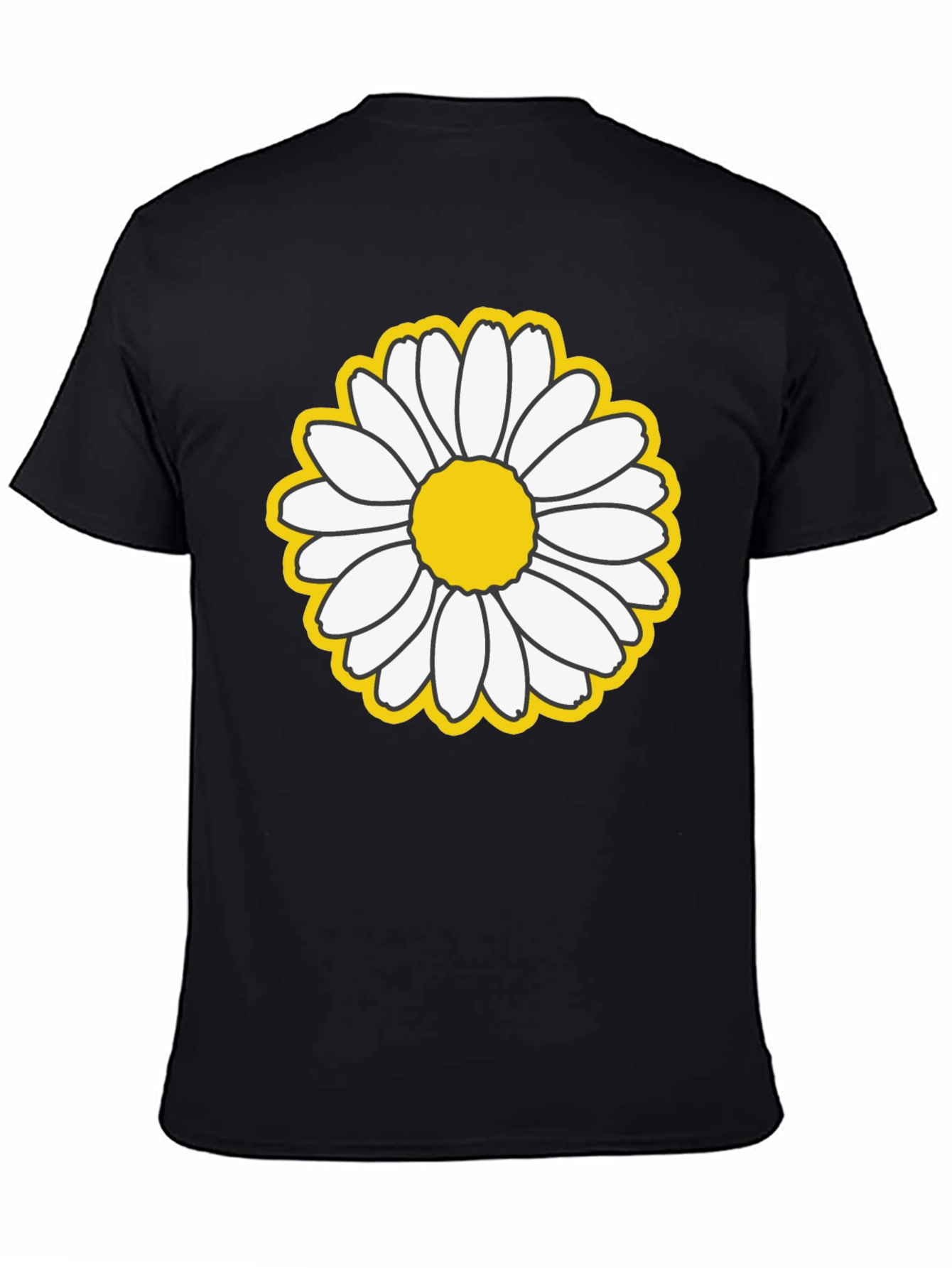 Daisy Flower Graphic Black T-Shirt