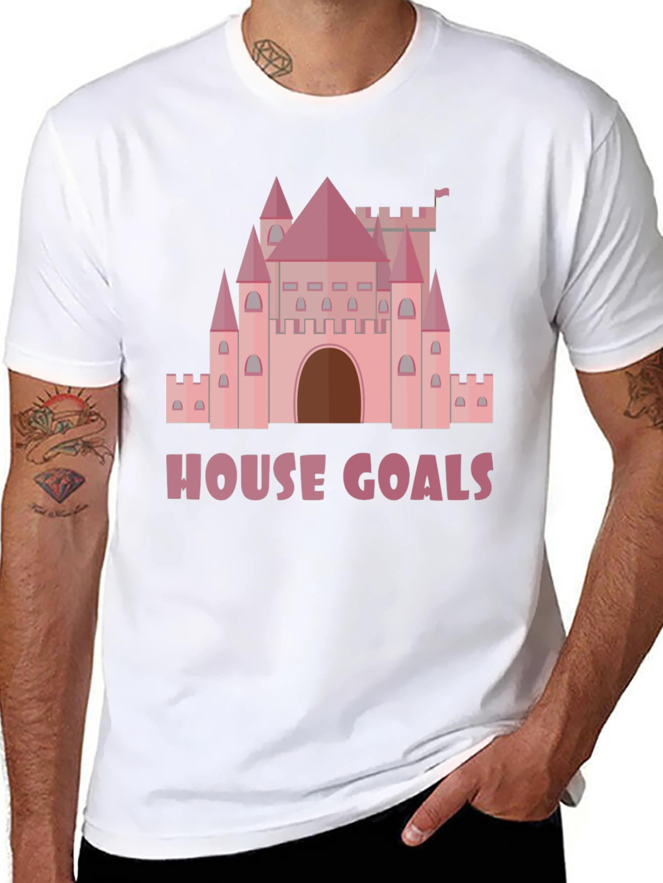 House Goals Castle Graphic Tee - Pink