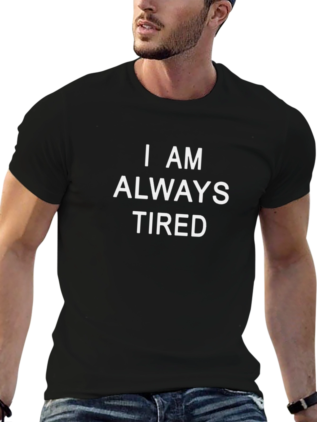 I Am Always Tired Mens Black Graphic Tee