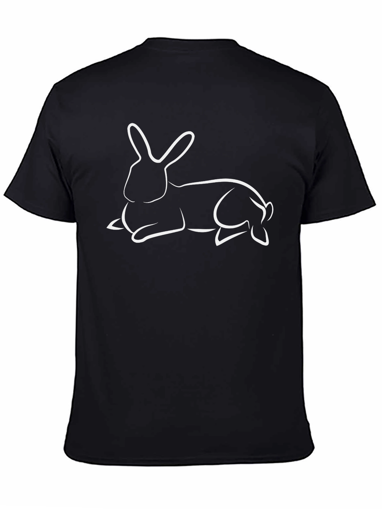 Rabbit Outline Black T-Shirt