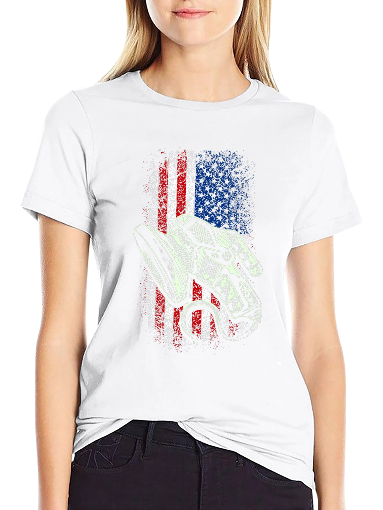American Flag Motorcycle T-Shirt