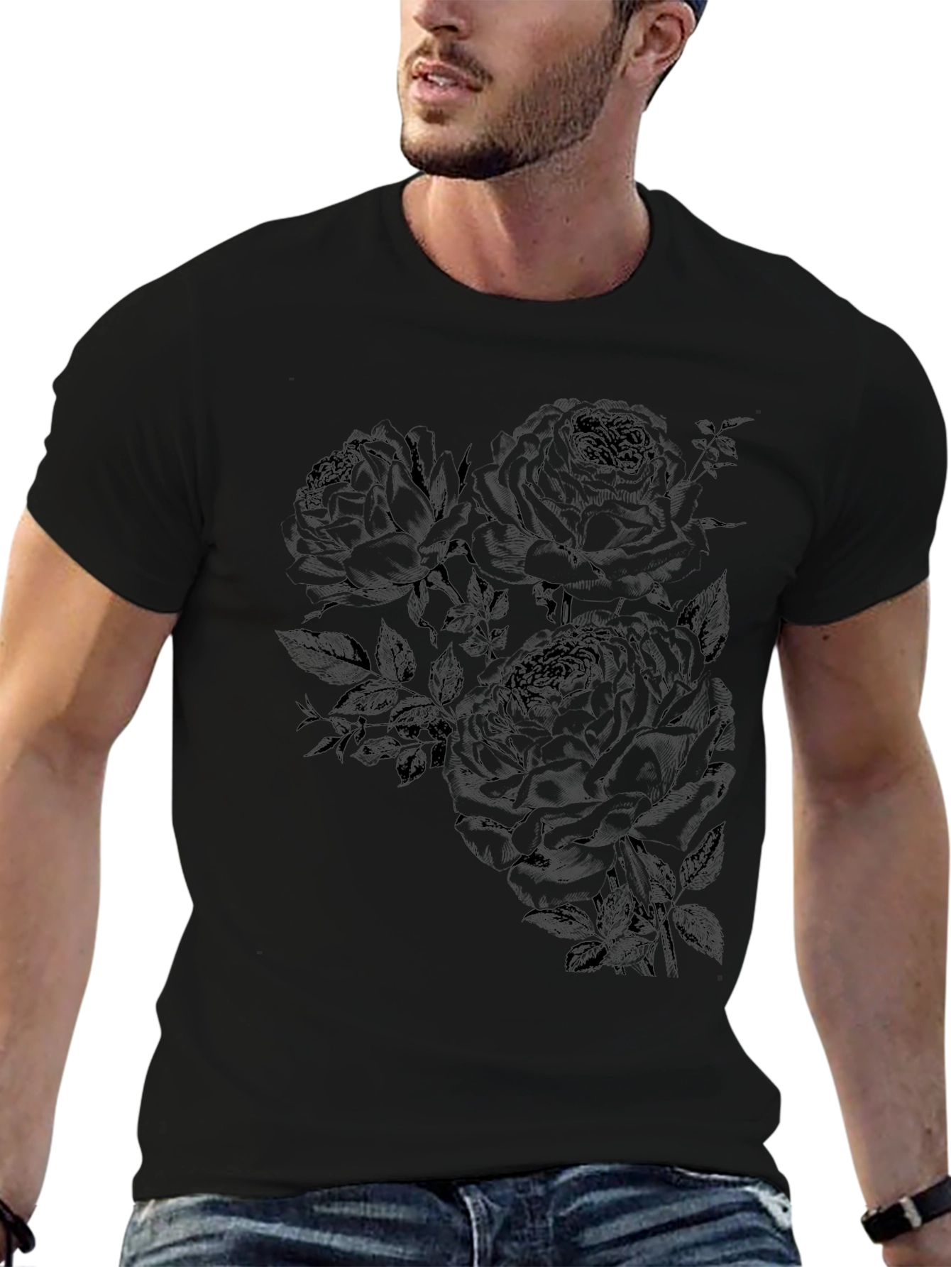 Black Rose Graphic T-Shirt - Casual Style