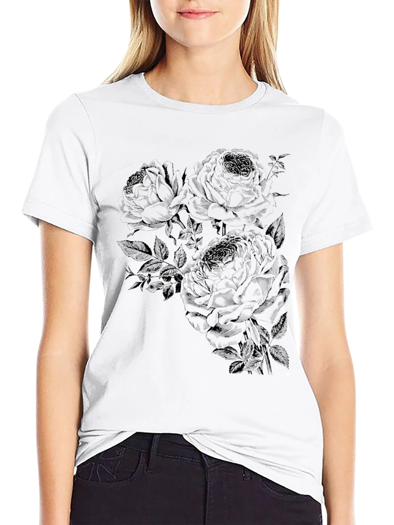 Black Rose Graphic T-Shirt - Casual Style