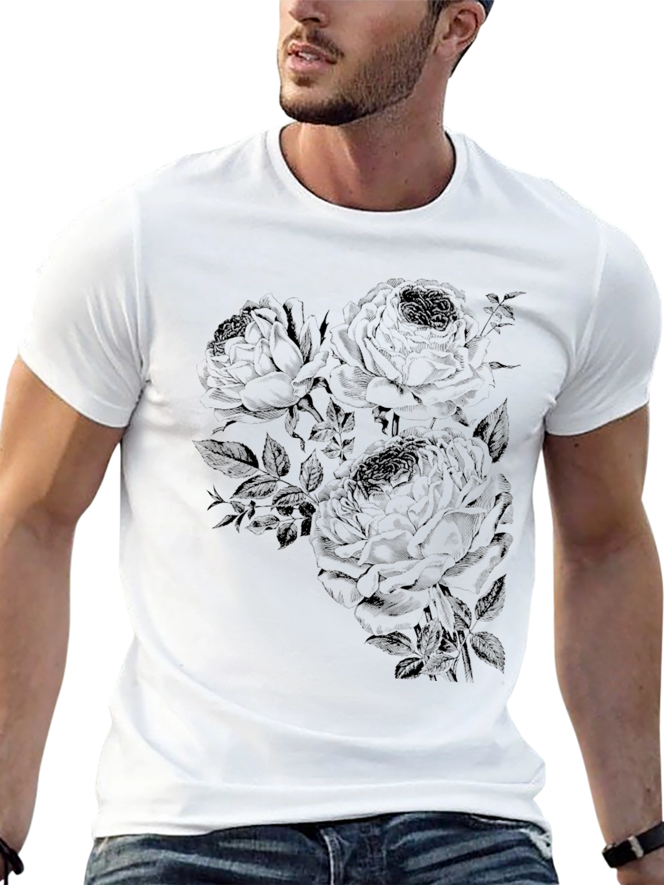 Black Rose Graphic T-Shirt - Casual Style