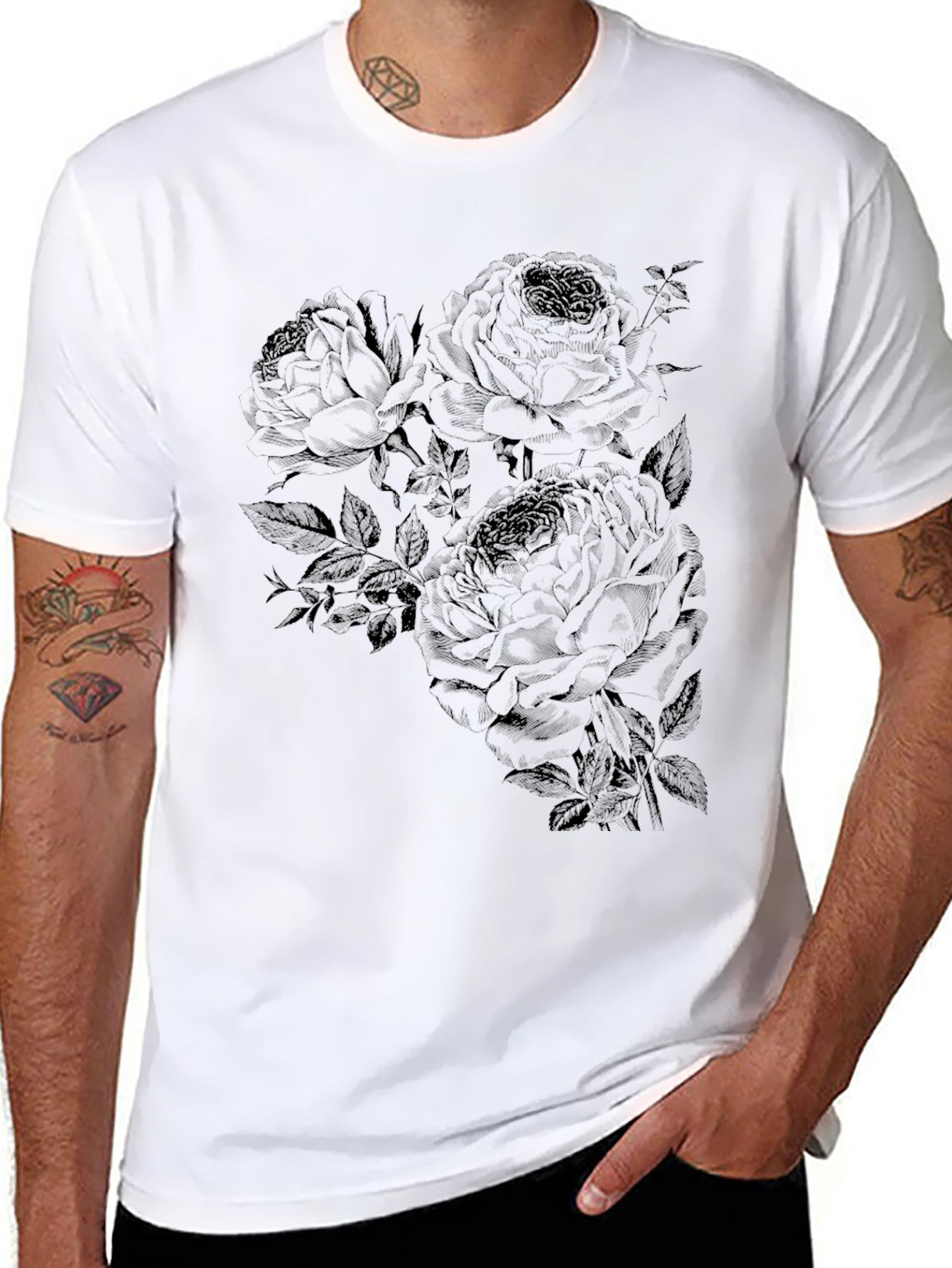 Black Rose Graphic T-Shirt - Casual Style