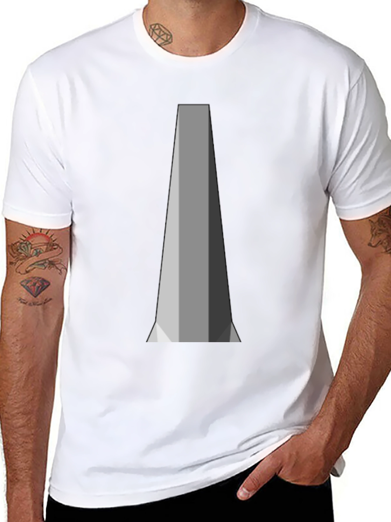 Geometric Pillar Design Black T-Shirt