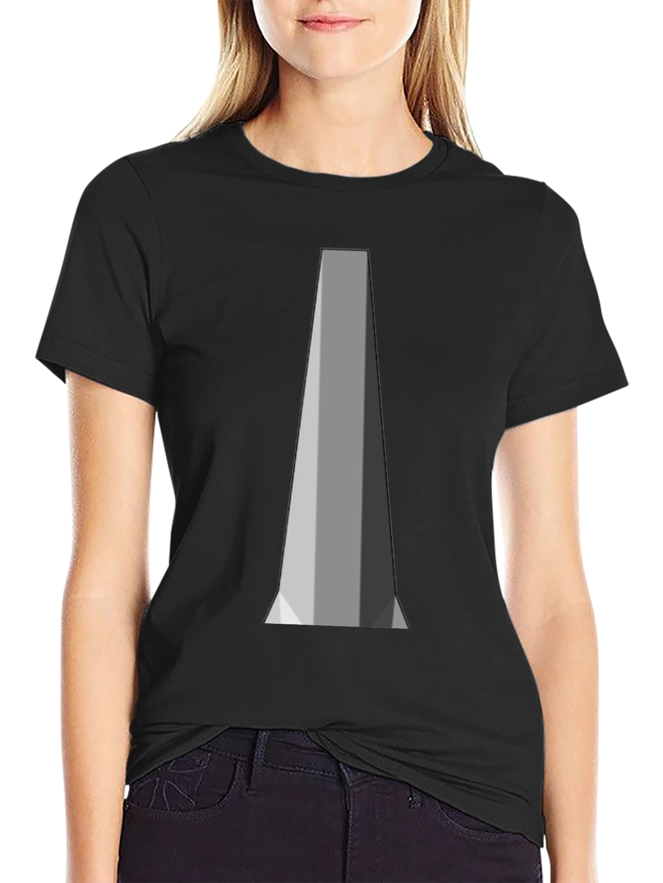 Geometric Pillar Design Black T-Shirt