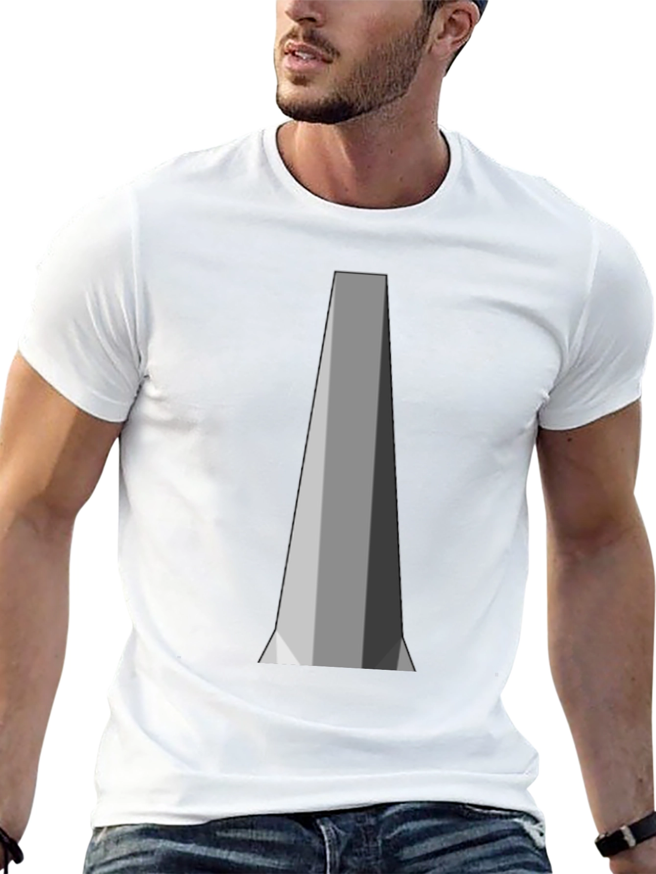 Geometric Pillar Design Black T-Shirt