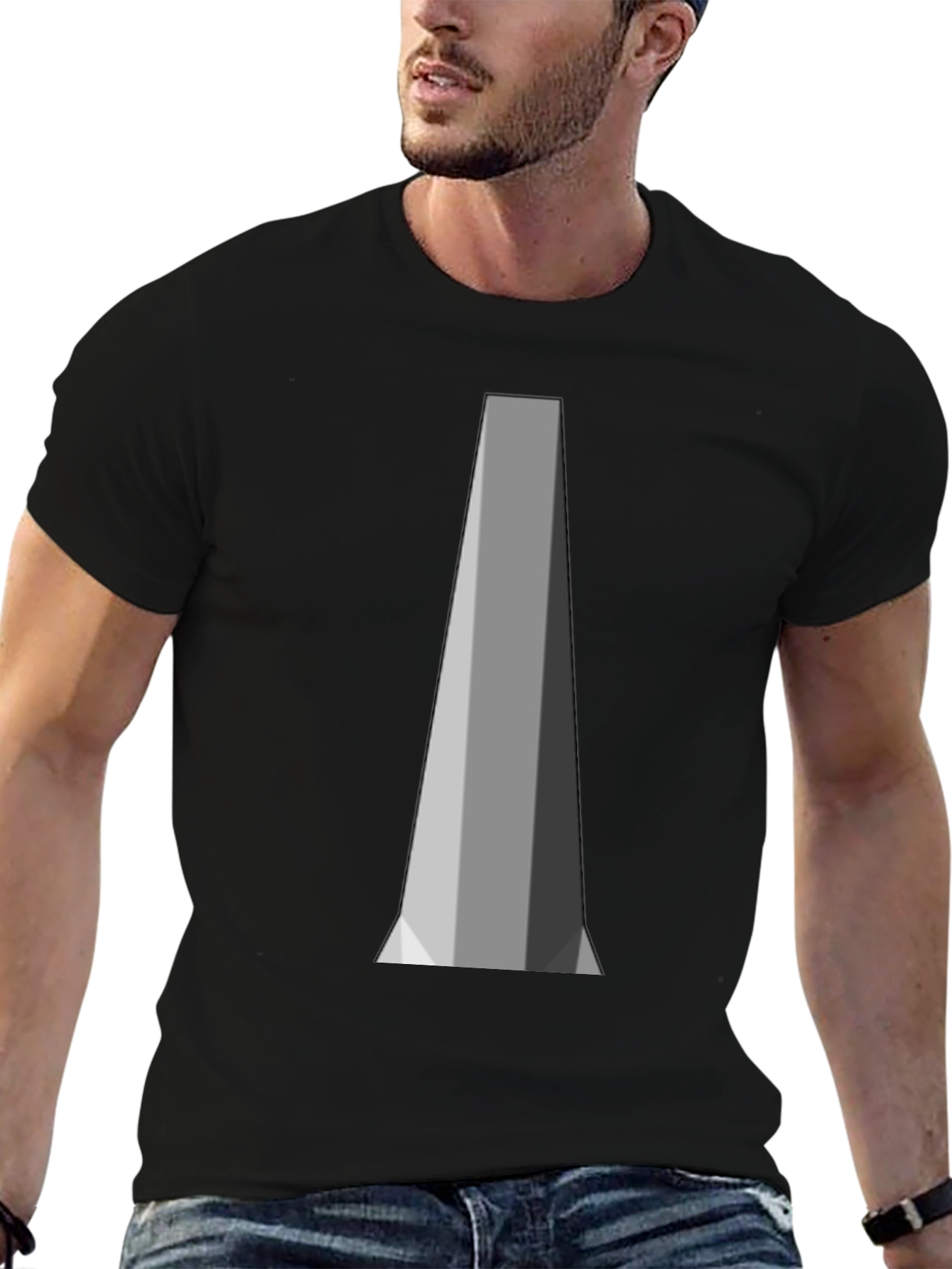 Geometric Pillar Design Black T-Shirt