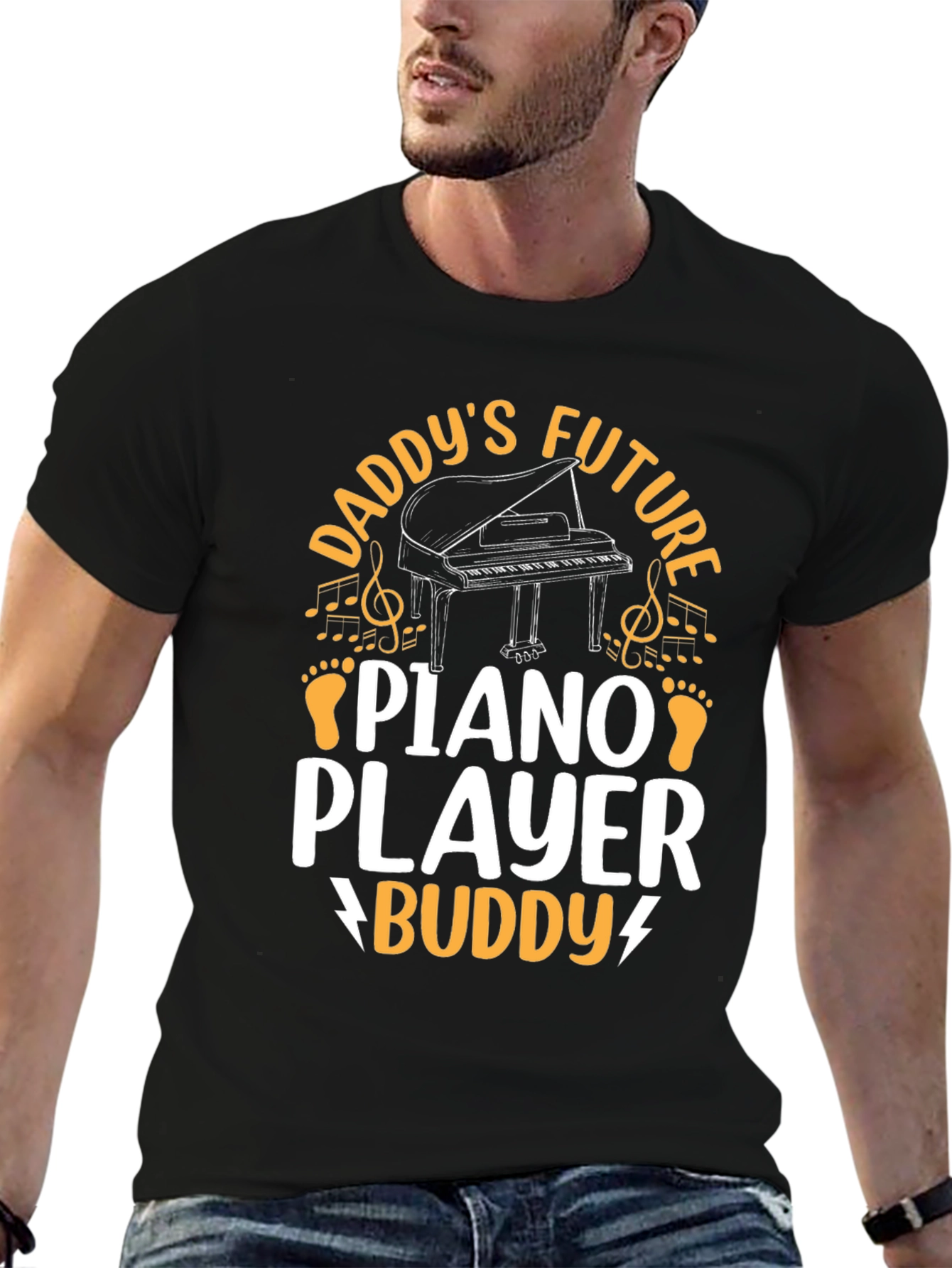Daddys Future Piano Player Buddy Black T-Shirt