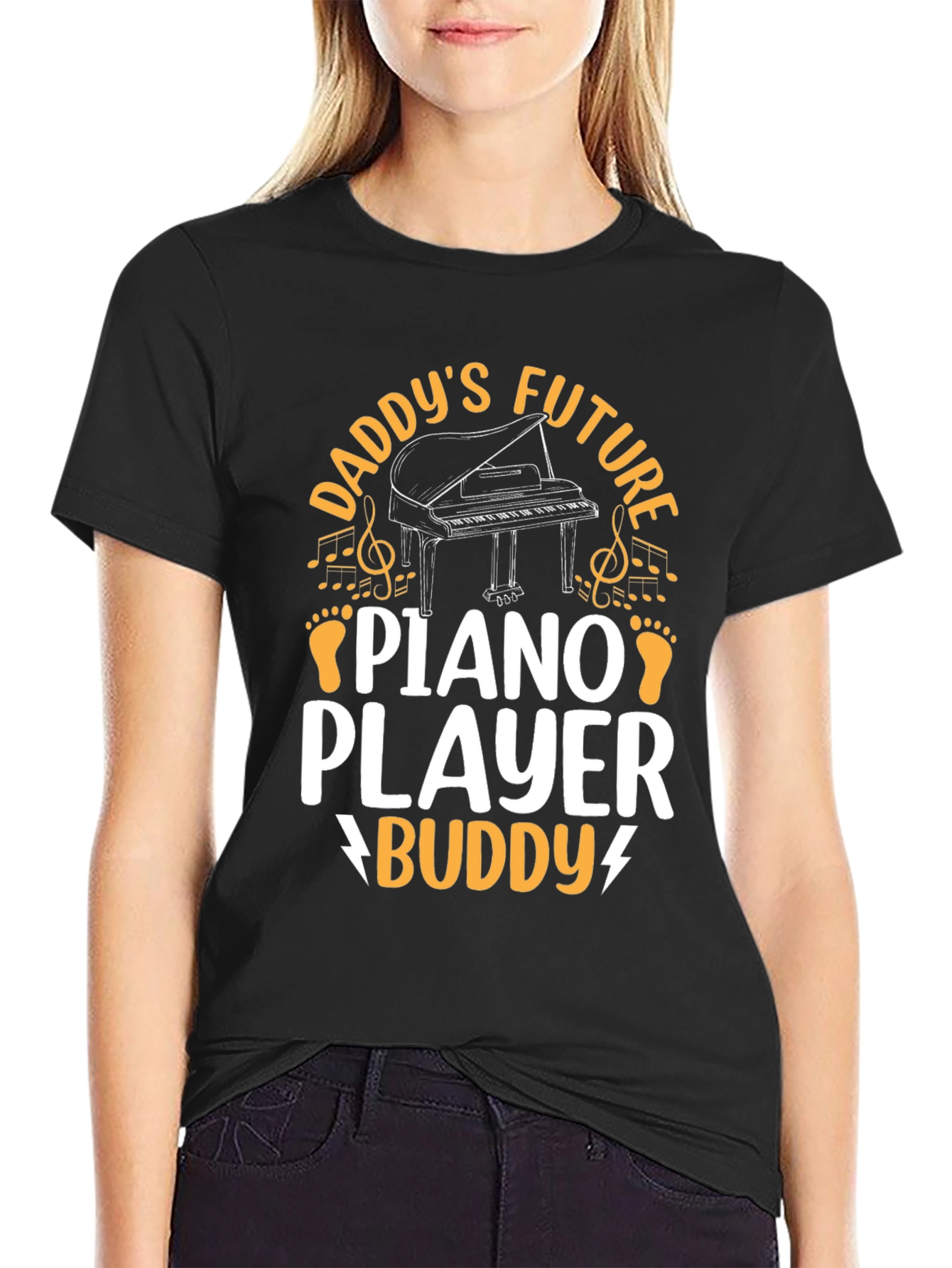 Daddys Future Piano Player Buddy Black T-Shirt