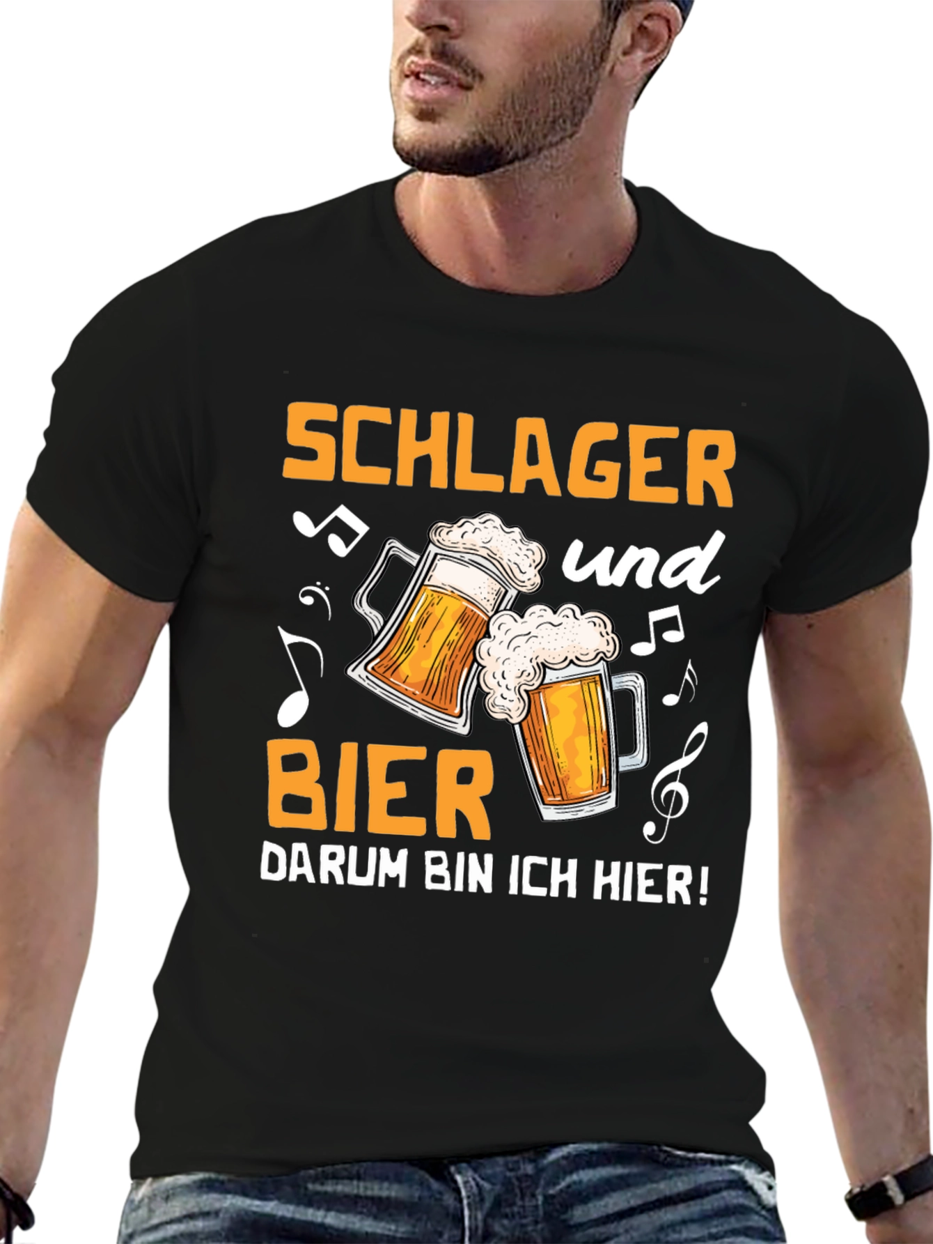 Schlager und Bier T-Shirt - Black Graphic Tee