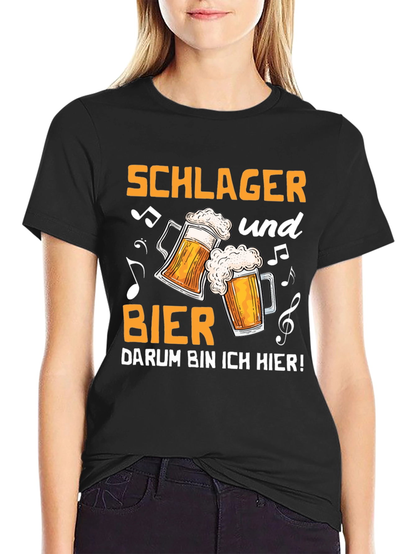 Schlager und Bier T-Shirt - Black Graphic Tee