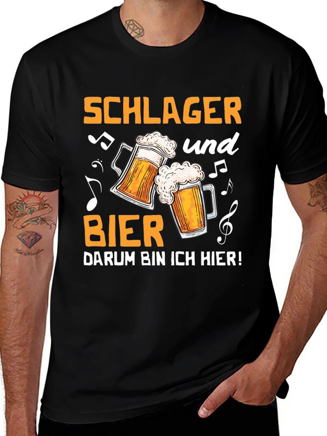 Schlager und Bier T-Shirt - Black Graphic Tee