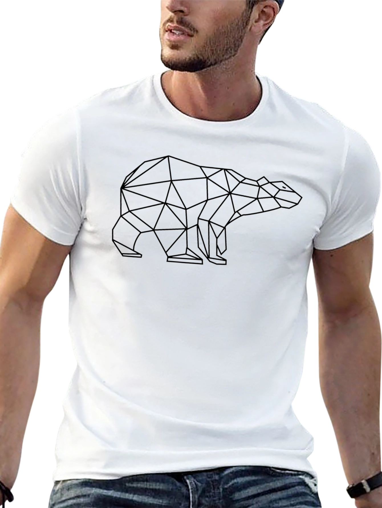 Geometric Bear Black Graphic Tee