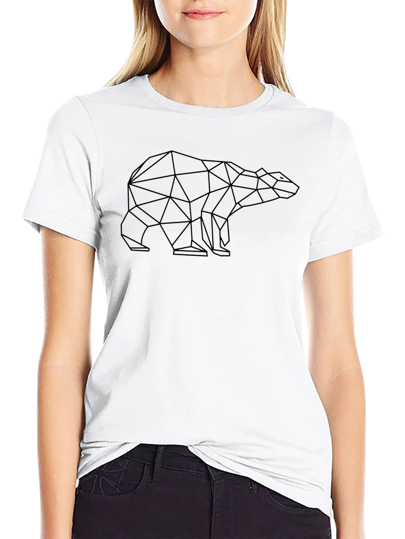 Geometric Bear Black Graphic Tee