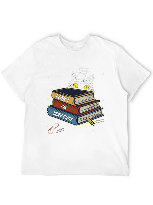 Busy Cat Graphic T-Shirt - Book Lover Tee